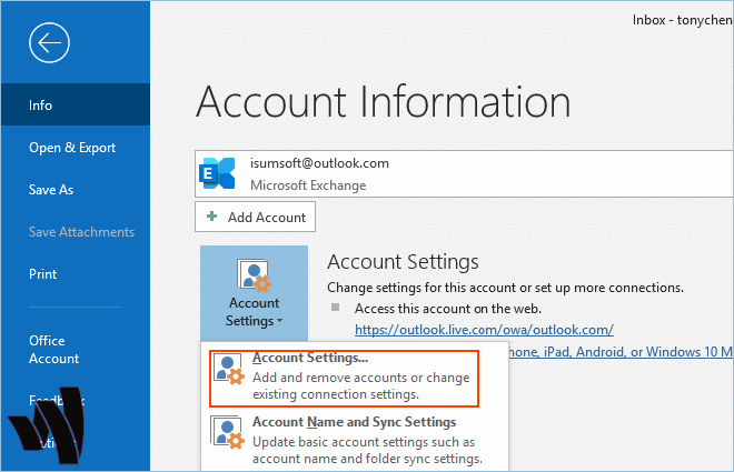 how to find outlook password